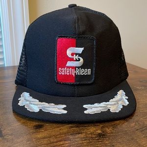 VTG SNAPBACK HAT - SAFETY KLEEN PATCHED WITH SCRAMBLED EGGS - MADE IN USA 🇺🇸